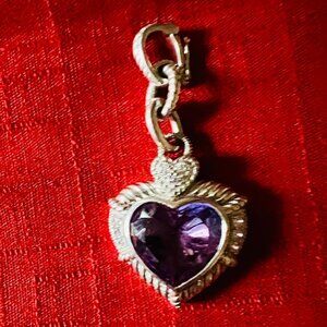 Judith Ripka sterling enhancer with amethyst gemstone, with 3 cz's